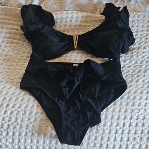 Black 2 Piece Women's Swimwear Xl
